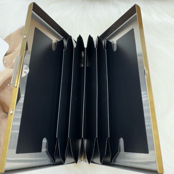 Puffer Quilted Nylon Material Hand Bag in tan with card case wallet Bundle - Picture 4 of 10